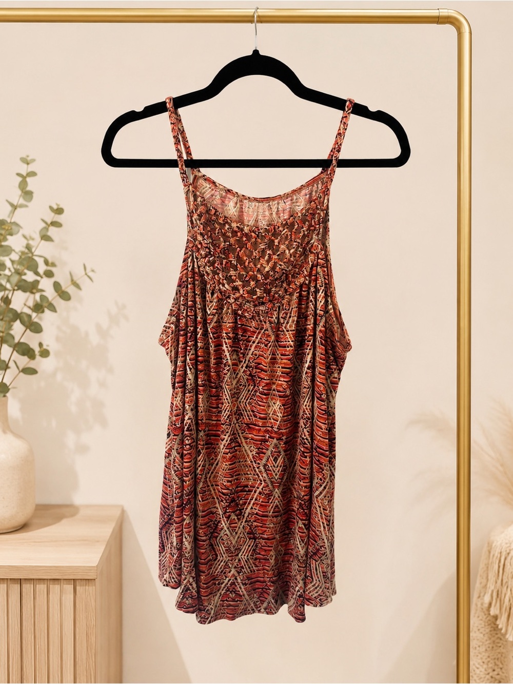 Lucky Brand Boho Print Flowy Cami Tank Top Size XL
